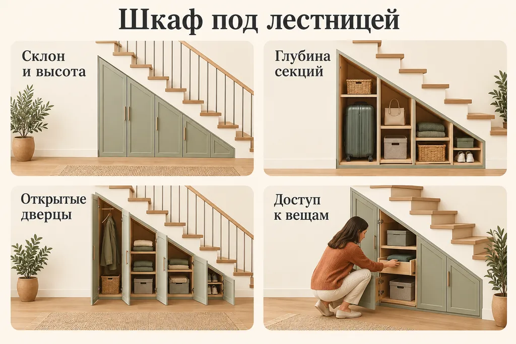 Инфографика: Склон и высота, Глубина секций, Открытые дверцы, Доступ к вещам